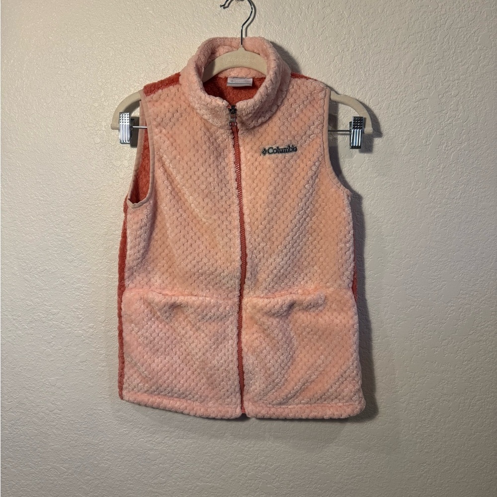Columbia Girls Cozy Fire Side Two Tone Pink Zip Front Vest Size Large (14/16) - Picture 2 of 6